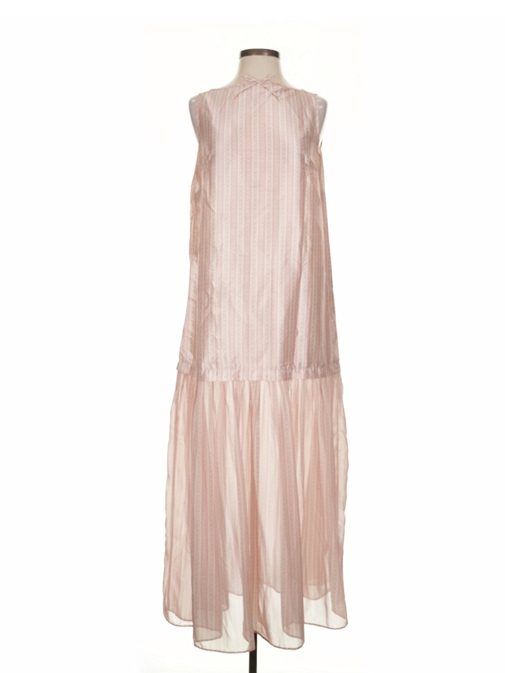 La Maregold Eloise Pink Striped Taffeta Drop Waist Maxi Dress